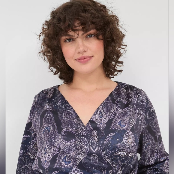 Lane Bryant Navy Paisley Midi Dress size 22 NWT Holiday Party Dress Long Sleeves - Picture 6 of 10